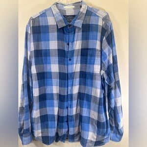Tommy Bahama Men’s XXL 2XL 100% Cotton Plaid Long Sleeve Shirt Blue